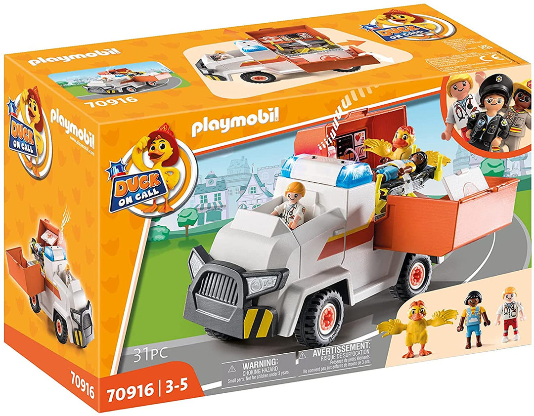 Playmobil DUCK ON CALL 70916 Ambulance Emergency Vehicle, With Light and Sound,