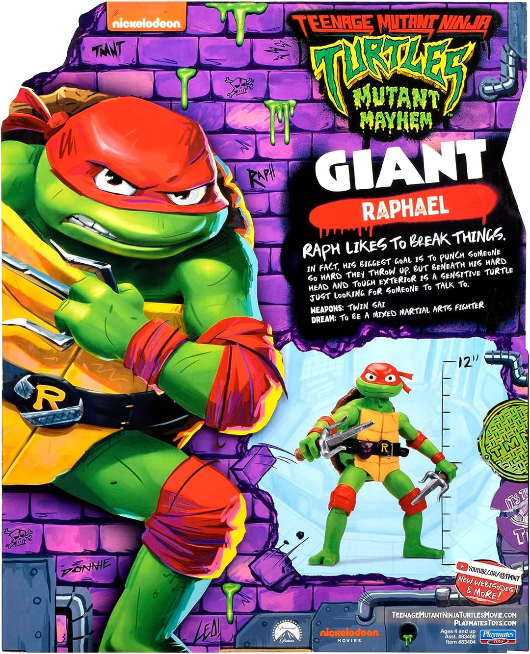 Teenage Mutant Ninja Turtles 83404CO Mutant Mayhem Giant Raphael 12-Inch Action Figure