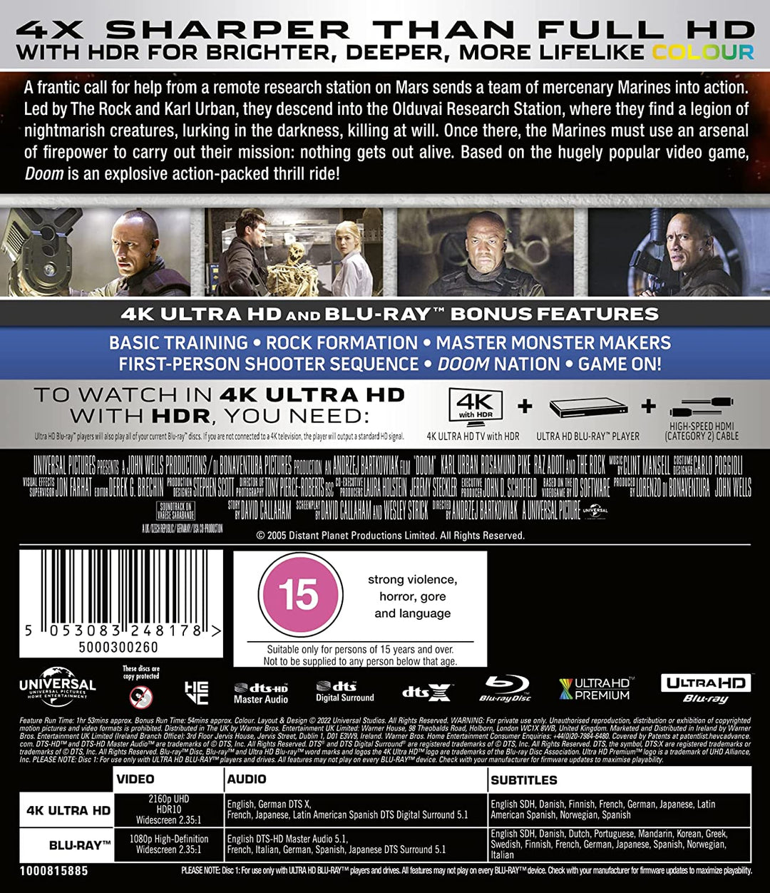 Doom - Action Adventure [4K Ultra HD] [2005] [Blu-ray] [Region Free]