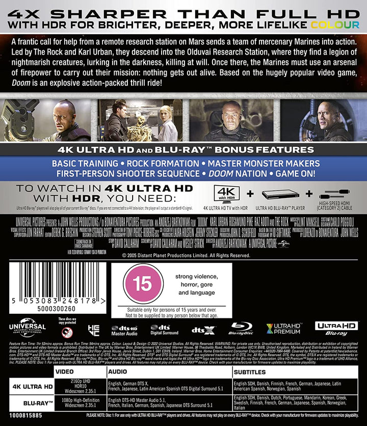 Doom - Action Adventure [4K Ultra HD] [2005] [Blu-ray] [Region Free]