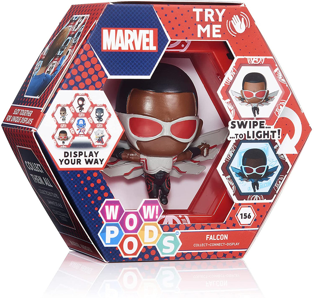 WOW! PODS Avengers Collection - Falcon | Superhero Light-Up Bobble-Head Figure |