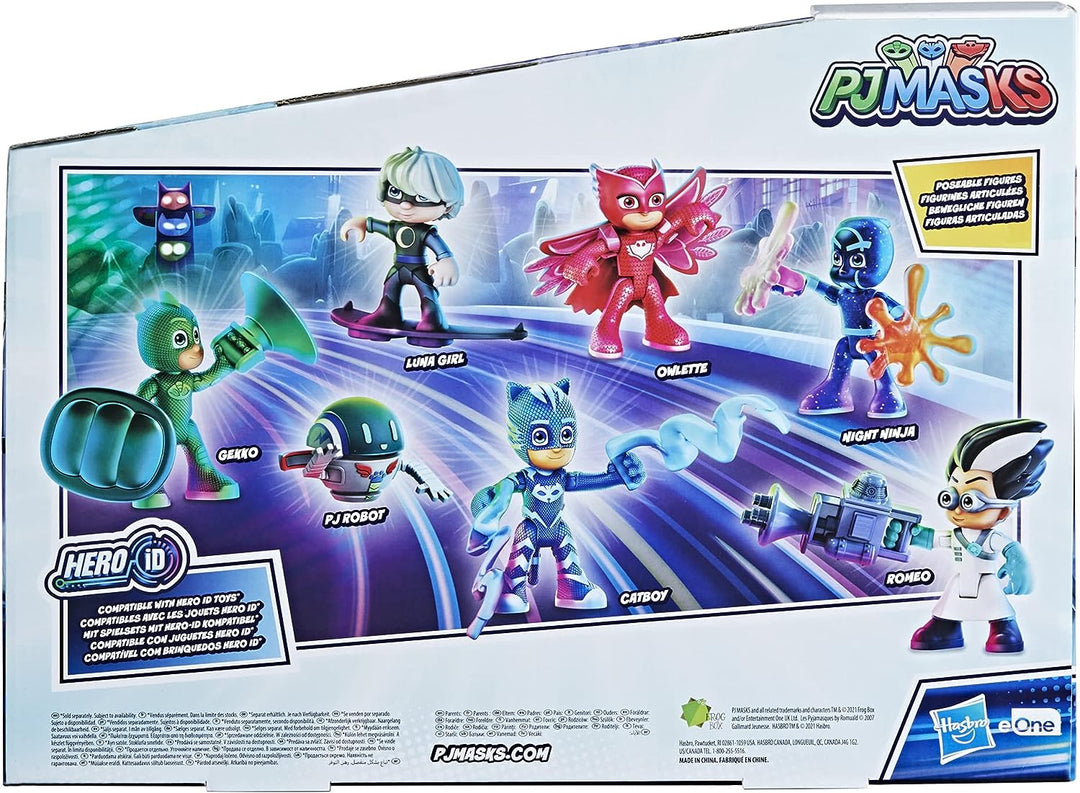 PJ MASKS F2096 Hero and Villain Set Preschool Toy, 7 Action Figures with 10 Accessories, Ages 3 and Up