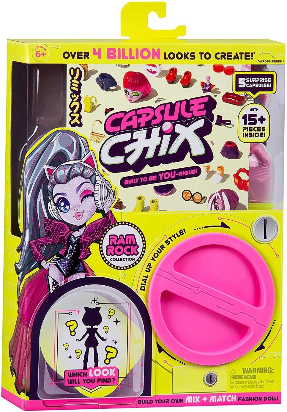 Capsule Chix Ram Rock Collection, 4.5 Inch Doll with Capsule Machine Unboxing and Mix and Match Fashions and Accessories