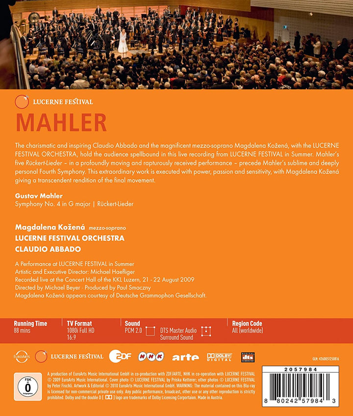 Mahler: Symphony No. 4 In G Major/ Five Lieder [2010] [Region Free] [Blu-ray]