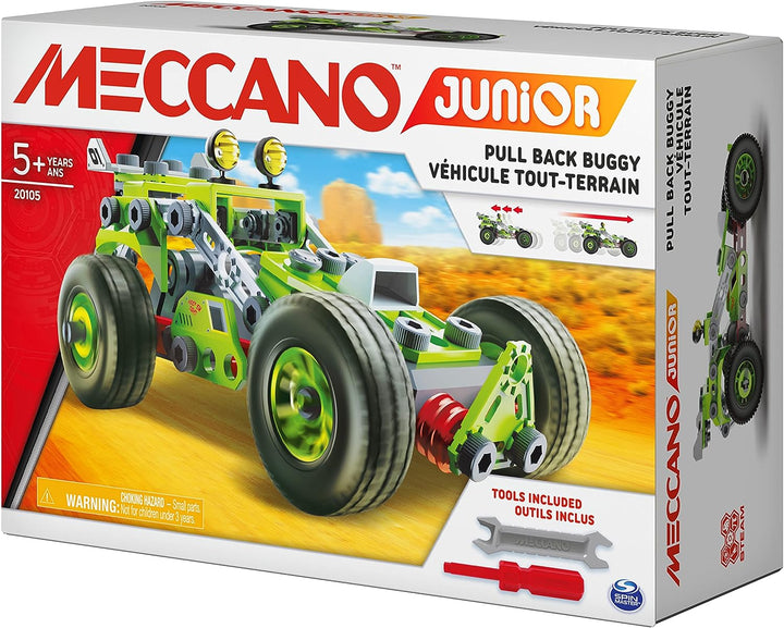 Meccano Junior, 3-in-1 Deluxe Pull-Back Buggy STEAM Model Building Kit, for Kids