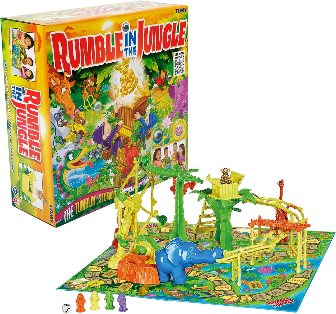 TOMY Games T73421 Rumble in the Jungle Brettspiel, Familienspiel für Erwachsene und Kinder