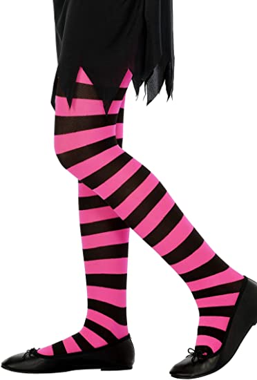 Smiffys Pink and Black Striped Girl's Tights M