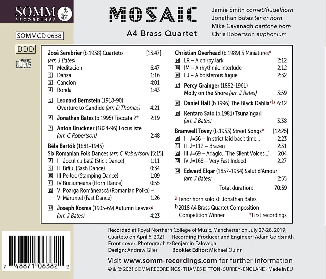 Mosaic [A4 Brass Quartet] [Somm Recordings: SOMM 0638] [Audio CD]