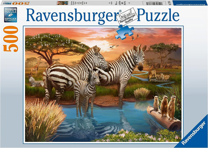 Ravensburger 17376 Zebras at The Watering Hole 500 Piece Jigsaw Puzzle for Adult and Kids