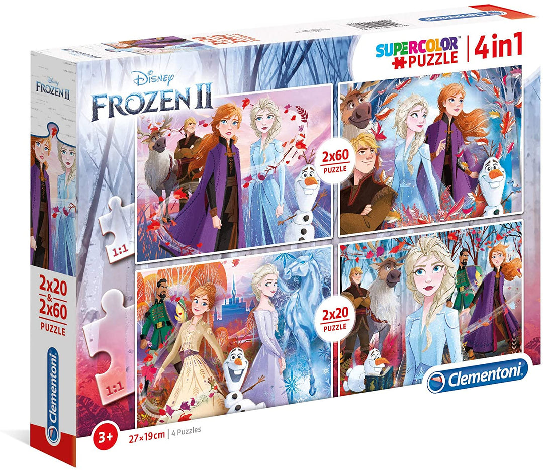 Clementoni - 21307 - Supercolor Puzzle - Disney Frozen 2 - 2 x 20 + 2 x 60 pieces - Made in Italy - jigsaw puzzle children age 3+