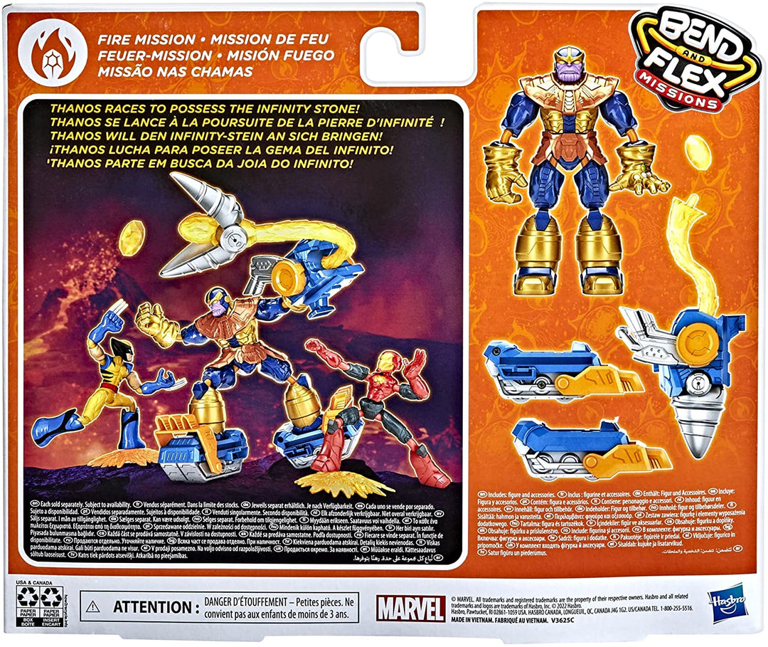 Hasbro Marvel Avengers Bend and Flex Missions Thanos Fire Mission Figure, 15-cm-