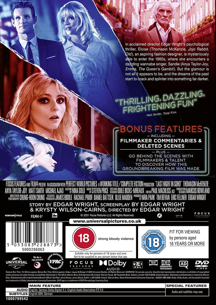 Last Night In Soho Horror/Drama -  [2021] [DVD]