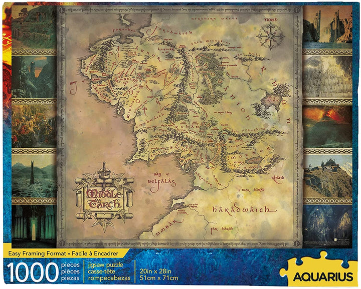 AQUARIUS 65370 Lord of The Rings Map 1000 Piece Jigsaw Puzzle, Multi-Colored, On