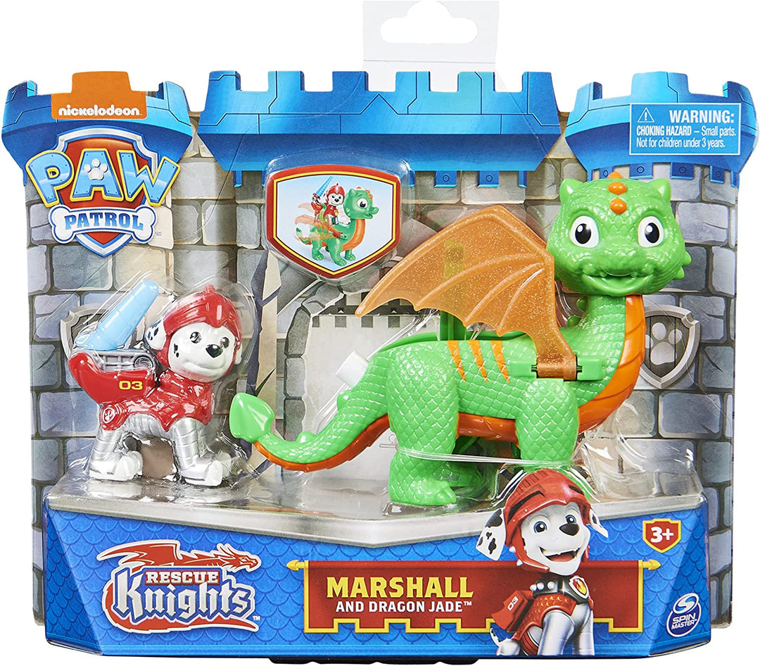 PAW Patrol, Rescue Knights Marshall and Dragon Jade Action Figures Set, Kids’