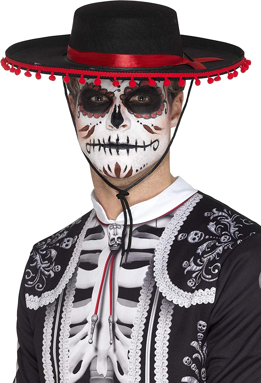 Smiffys Day of The Dead Senor Hat, Black & Red (US)