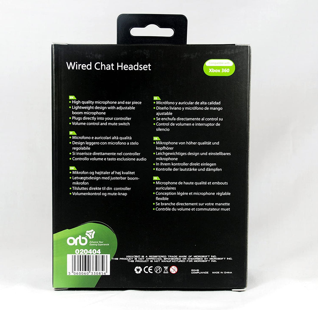 ORB Wired Headset Black (Xbox 360)