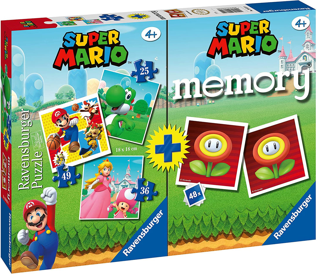 Ravensburger, Multipack Super Mario, Memory and Puzzle, Puzzle and Game for Boys