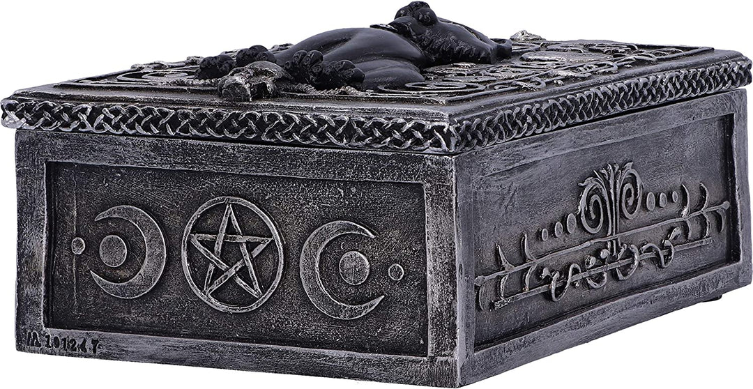 Nemesis Now Familiar Spell Black Cat Sigil Trinket Box 13.7cm, Silver