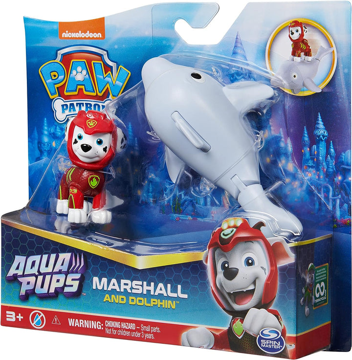 Paw Patrol, Aqua Pups Marshall and Dolphin Action Figures Set, Kids’ Toys