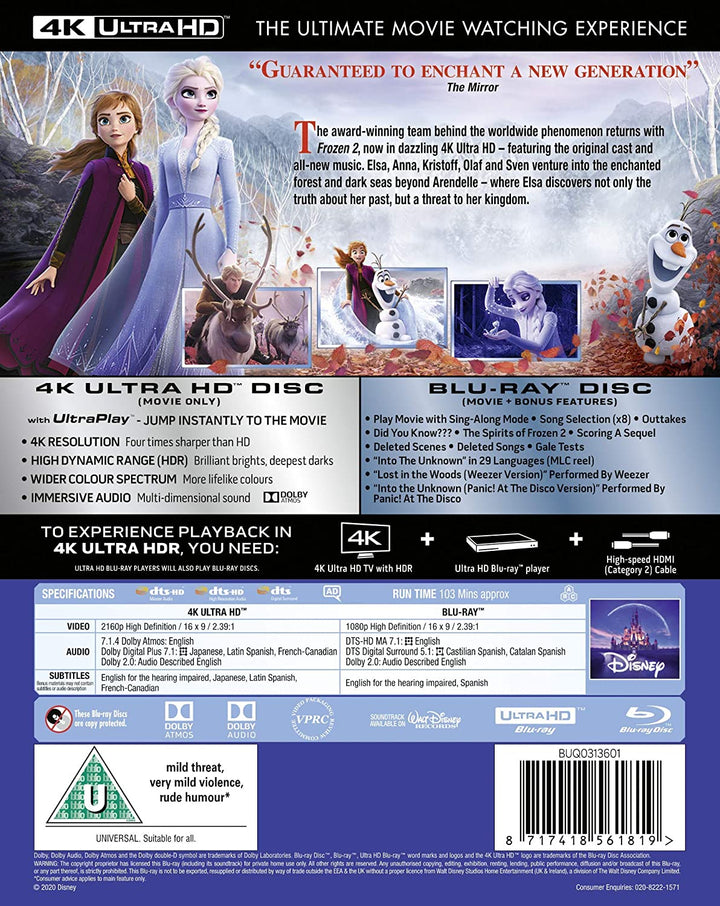 Disney's Frozen 2 - Family/Musical [Blu-Ray]