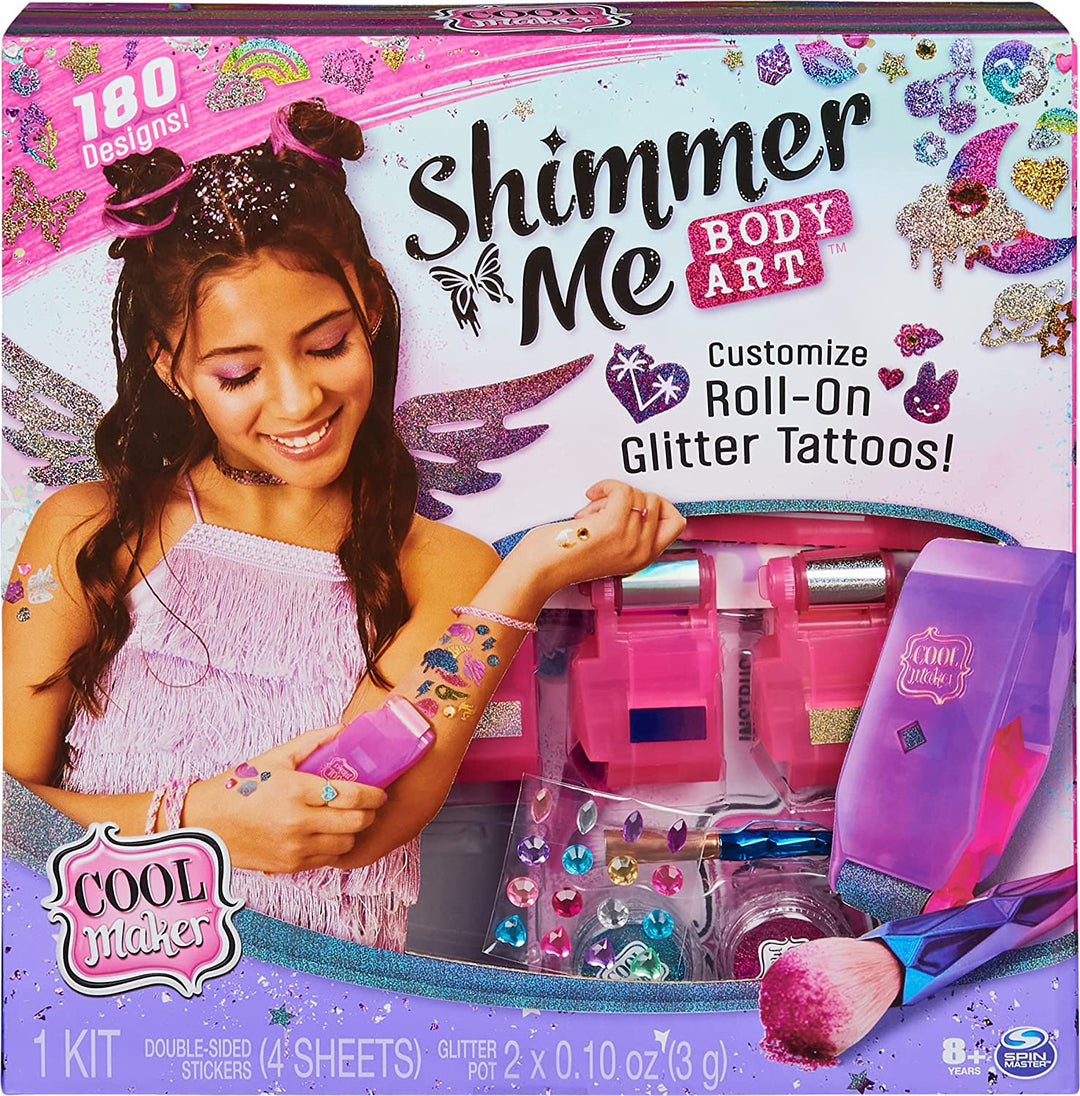 Cool Maker Shimmer Me Body Art with Roller, 4 Metallic Foils and 180 Designs, Temporary Tattoo Kids Toys