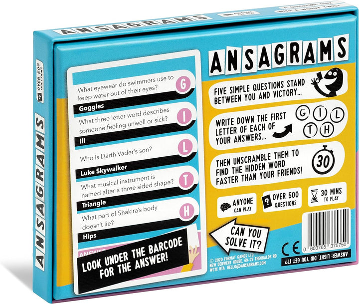 Ansagrams | Card Game | A Quick-Fire Quiz With A Wordy Twist | New for Christmas 2021 | 3 Players +