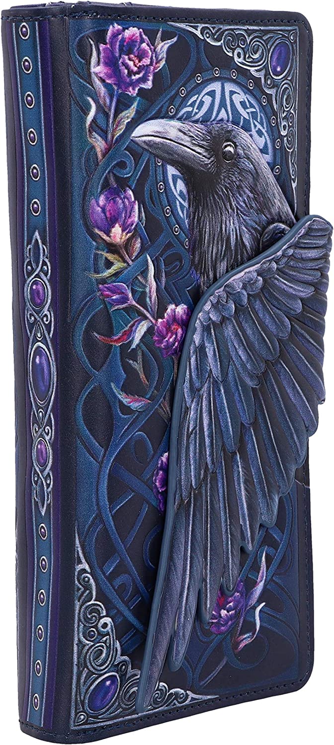 Nemesis Now Ravens Flight Black Wing Floral Embossed Purse Wallet, Polyurethane,