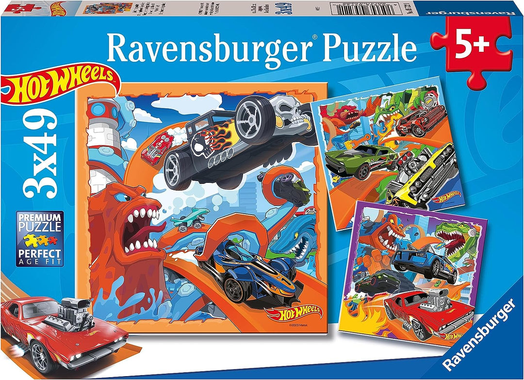 Ravensburger 5722 Hot Wheels 3X 49 Piece Jigsaw Puzzles for Kids Age 5 Years Up