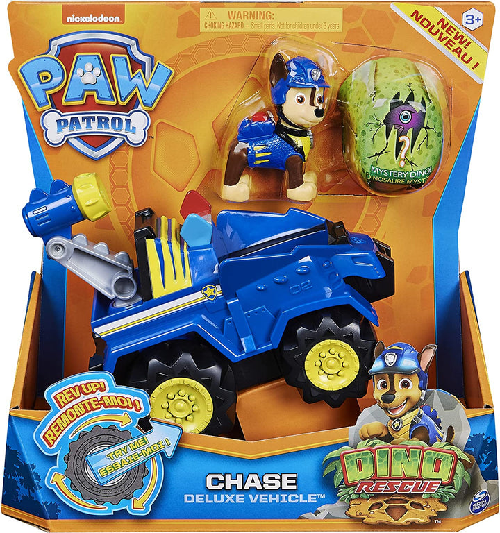 PAW Patrol, Dino Rescue Chase’s Deluxe Rev Up Vehicle with Mystery Dinosaur Figure