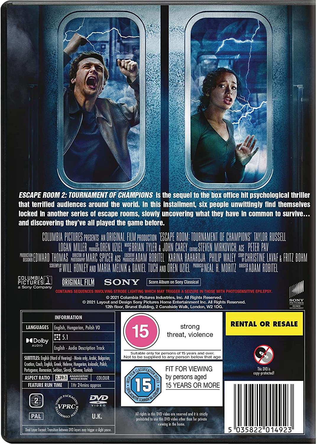 Escape Room 2: Tournament Of Champions - Thriller/Psychological horror [DVD]