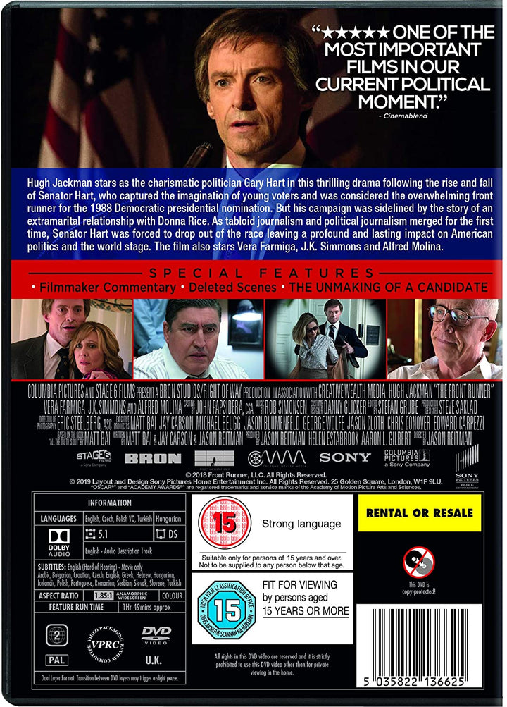 The Front Runner - Drama/Political thriller [DVD]