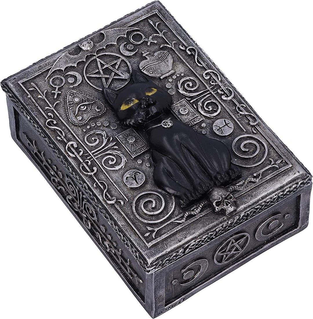 Nemesis Now Familiar Spell Black Cat Sigil Trinket Box 13.7cm, Silver