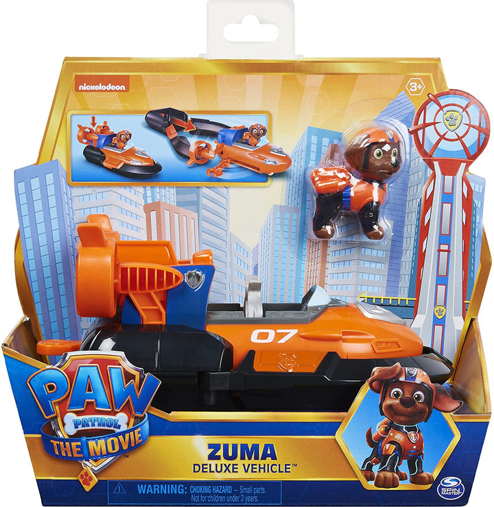 PAW Patrol, Zuma’s Deluxe Movie Transforming Toy Car with Collectible Action Fig