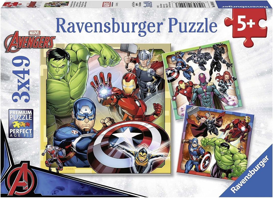 Ravensburger Marvel Avengers Assemble 3 x 49 Piece Jigsaw Puzzles for Kids Age 5 Years Up