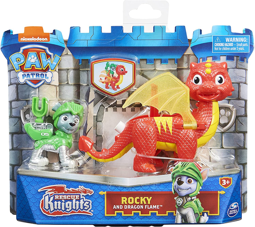 Paw Patrol 6063596, Rescue Knights Rocky and Dragon Flame Action Figures Set
