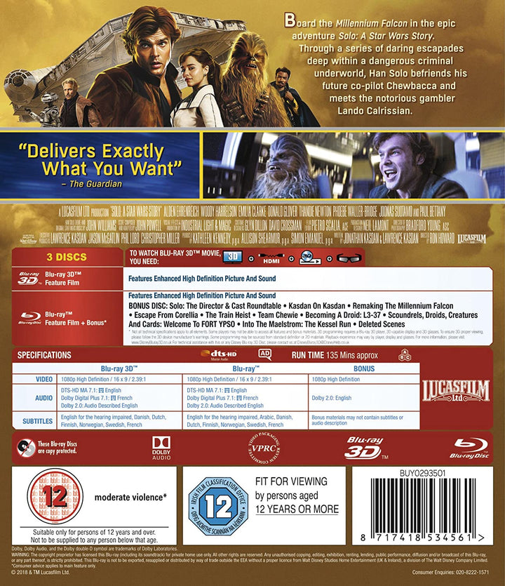 Solo: A Star Wars Story [2018] [Region Free] - Si/Fi [Blu-ray]