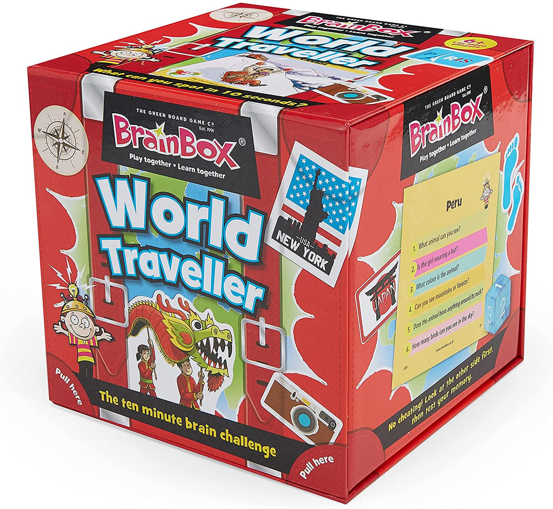 BrainBox | World Traveller | Card Game | Ages 8+ | 1+ Players | 10 Minutes Playing Time