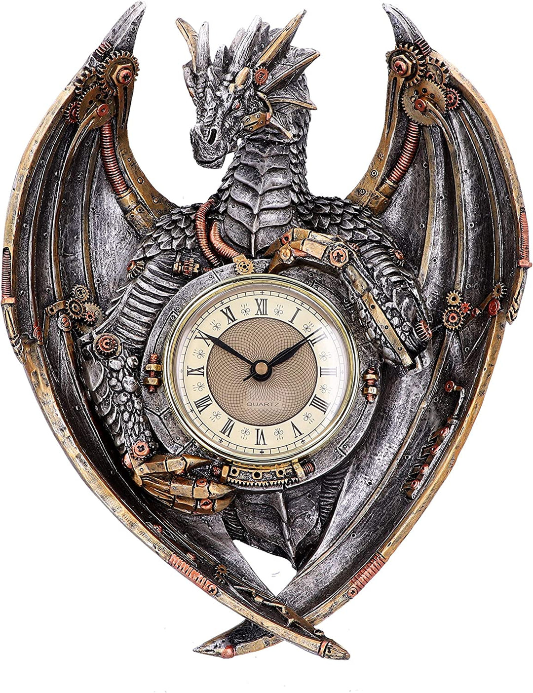 Nemesis Now Dracus Horologium 27.5cm, Polyresin, Silver