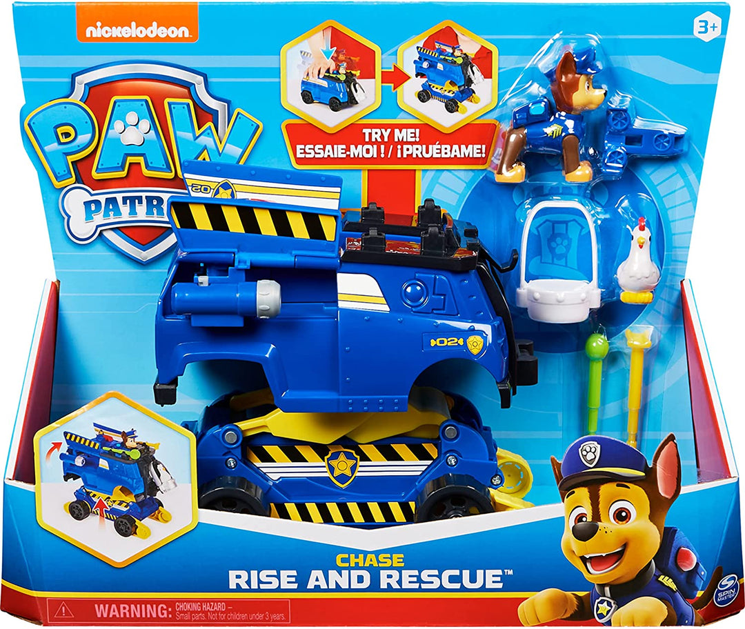 PAW PATROL 6063637, Chase Rise and Rescue Transforming Car with Action Figures a