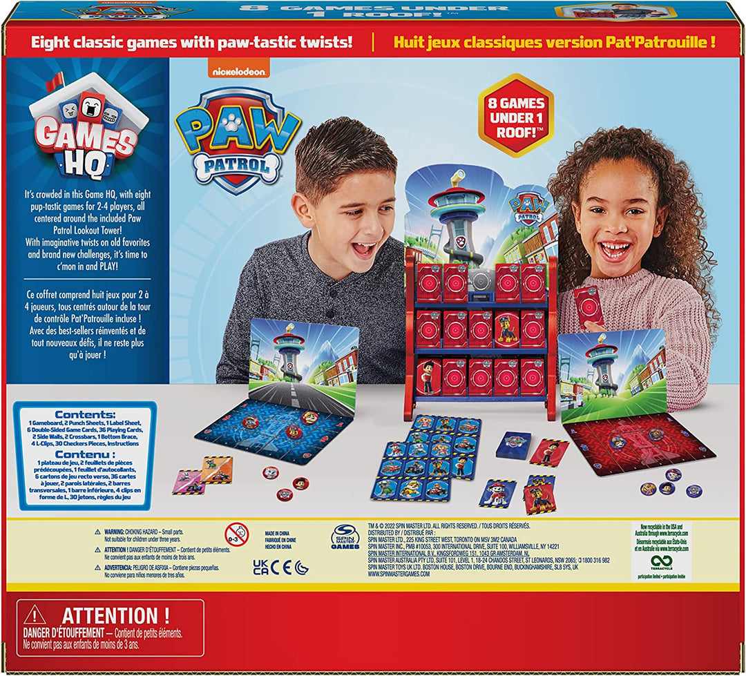 PAW Patrol, Games HQ Board Games for Kids Checkers Tic Tac Toe Memory Match Bingo Go Fish Card Games PAW Patrol Toys, for Kids Aged 4 and up