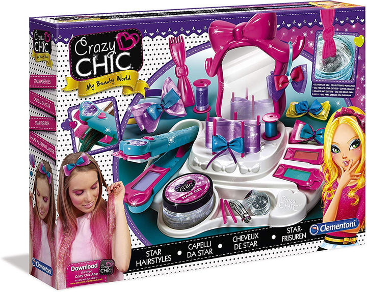 Clementoni-15241-Crazy Chic Hairstyle Lab, Girls Cosmetics, Various