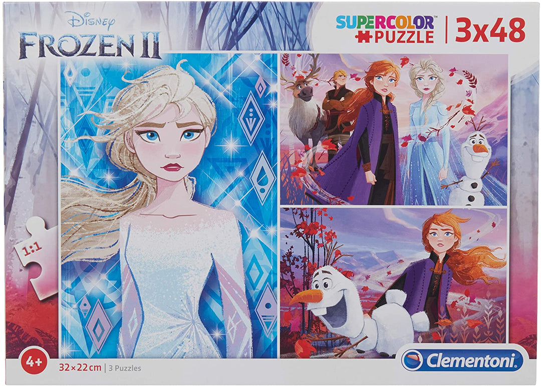 Clementoni - 25240 - Supercolor Puzzle - Disney Frozen 2 - 3 x 48 pieces - Made in Italy - jigsaw puzzle children age 4+