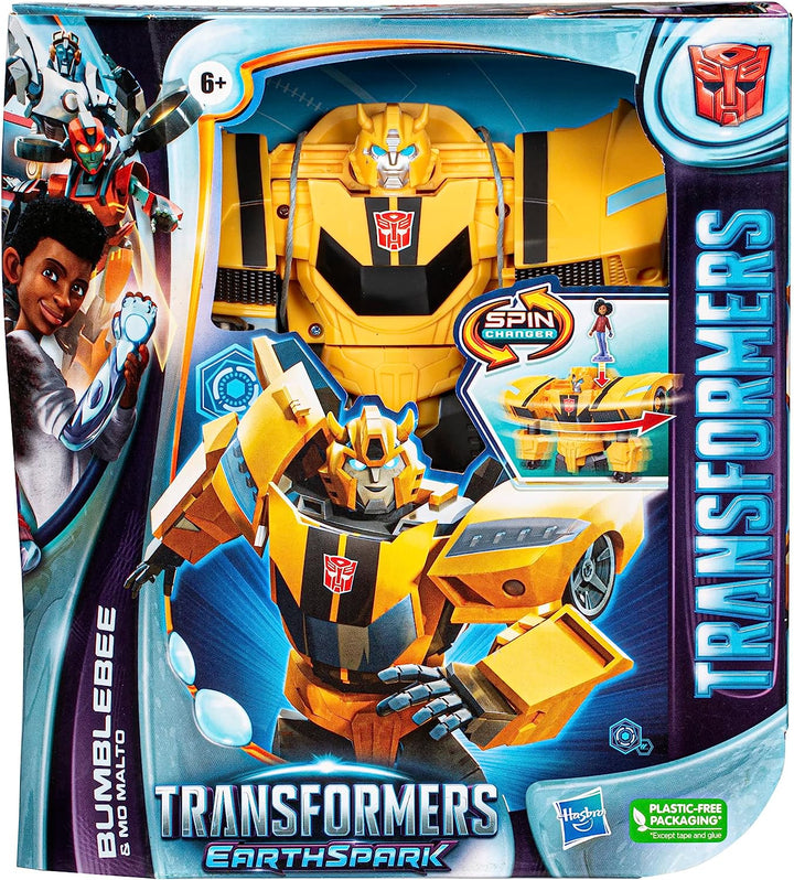 TRANSFORMERS Toys EarthSpark Spin Changer Bumblebee 20-cm Action Figure