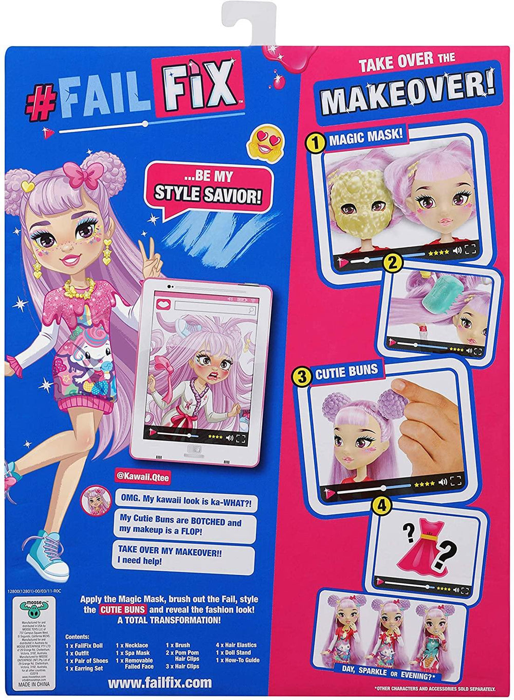 FailFix Kawaii Qtee Total Makeover Doll Pack 8.5 inch Fashion Doll - Yachew