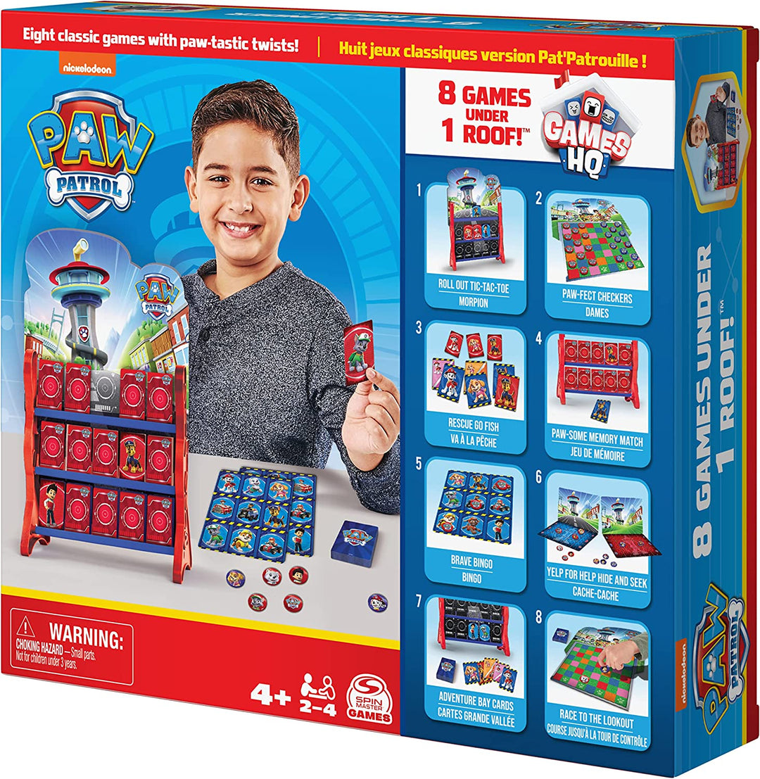 PAW Patrol, Games HQ Board Games for Kids Checkers Tic Tac Toe Memory Match Bingo Go Fish Card Games PAW Patrol Toys, for Kids Aged 4 and up