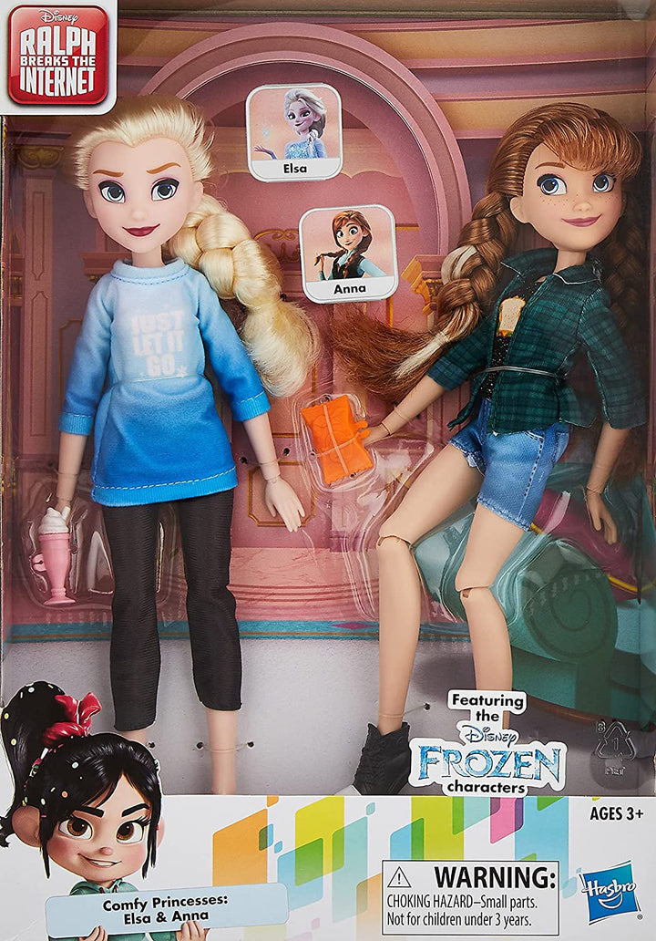 Disney Princess Ralph Breaks The Internet Movie Dolls, Elsa & Anna Dolls with Comfy Clothes