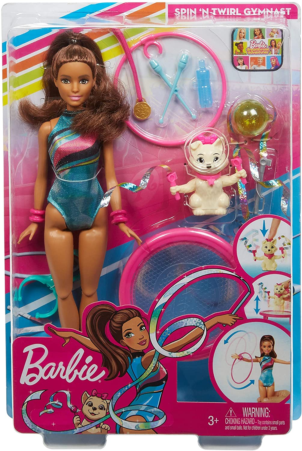 Barbie GHK24 Dreamhouse Adventures Spin ‘n Twirl Gymnast Doll and Accessories
