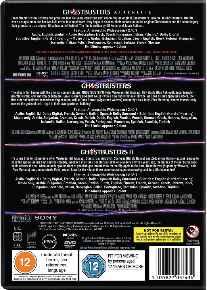 Ghostbusters Triple: (1984), II & Afterlife (3 Disc DVD) [2021] [DVD]