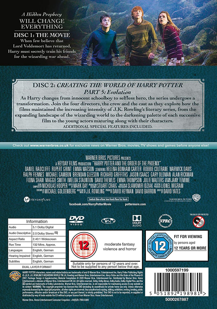 Harry Potter and the Order of the Phoenix [Year 5] [2016 Edition 2 Disk] [2007] [DVD]