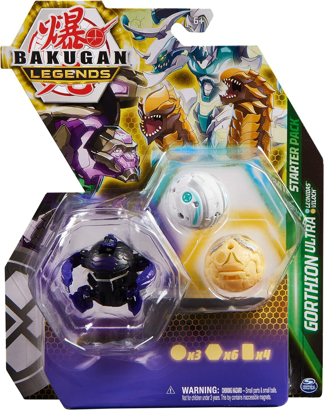 BAKUGAN Legends Starter Pack 3-Pack, Gorthion Ultra with Leonidas and Viloch, Co
